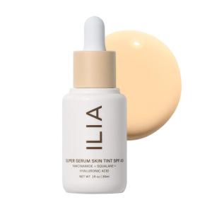 ILIA – Super Serum Skin Tint SPF 40 | Non-Comedogenic, Vegan, LIghtweight to Help Against Blue Light, + Pollution while Hydrating, Smoothing, + Refining (Kamari ST13, 1 fl oz | 30 ml)(ST02.5 Sombrio (Very Light  Warm Olive Undertones))