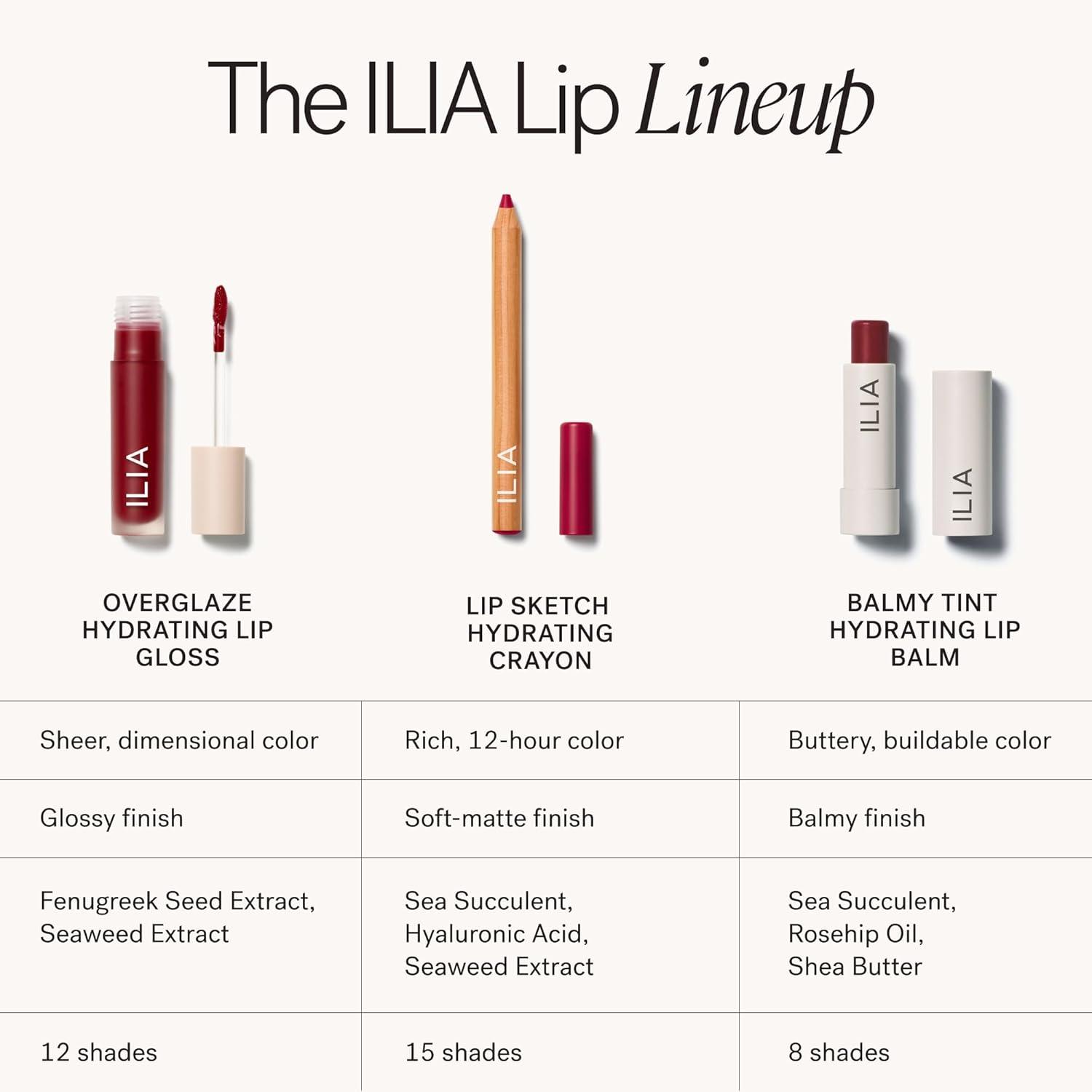 imageILIA Overglaze Hydrating Lip Gloss LongWear NonSticky 24Hour Hydration Smooth Plump Vegan Silicone Gluten NanoparticlesFree ClayCrystalline Beige Pink