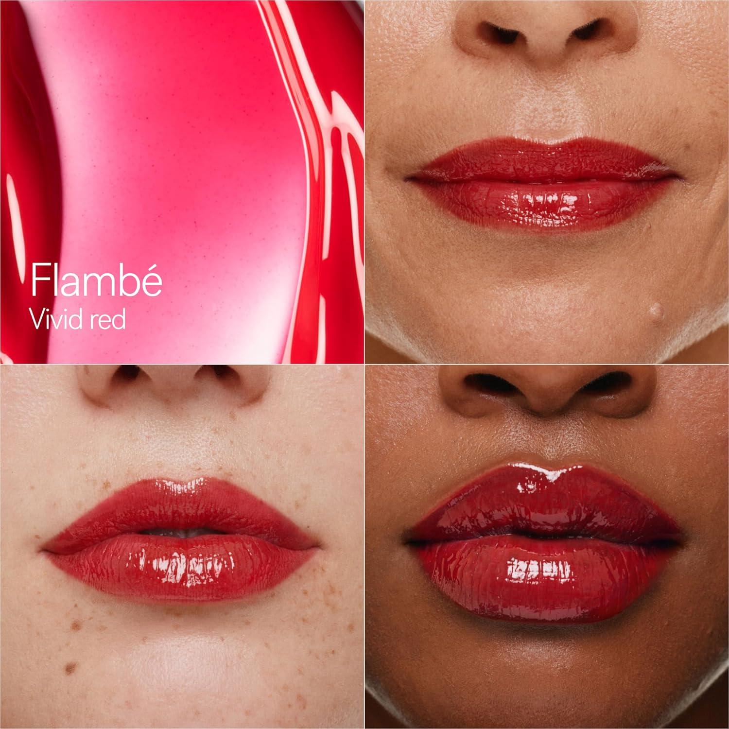 imageILIA Overglaze Hydrating Lip Gloss LongWear NonSticky 24Hour Hydration Smooth Plump Vegan Silicone Gluten NanoparticlesFree ClayFlamb Vivid Red