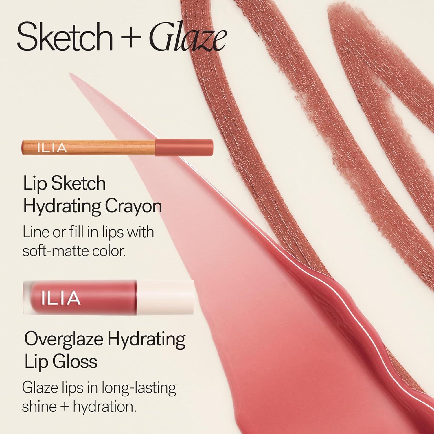imageILIA Overglaze Hydrating Lip Gloss LongWear NonSticky 24Hour Hydration Smooth Plump Vegan Silicone Gluten NanoparticlesFree ClayStudio Raspberry Red